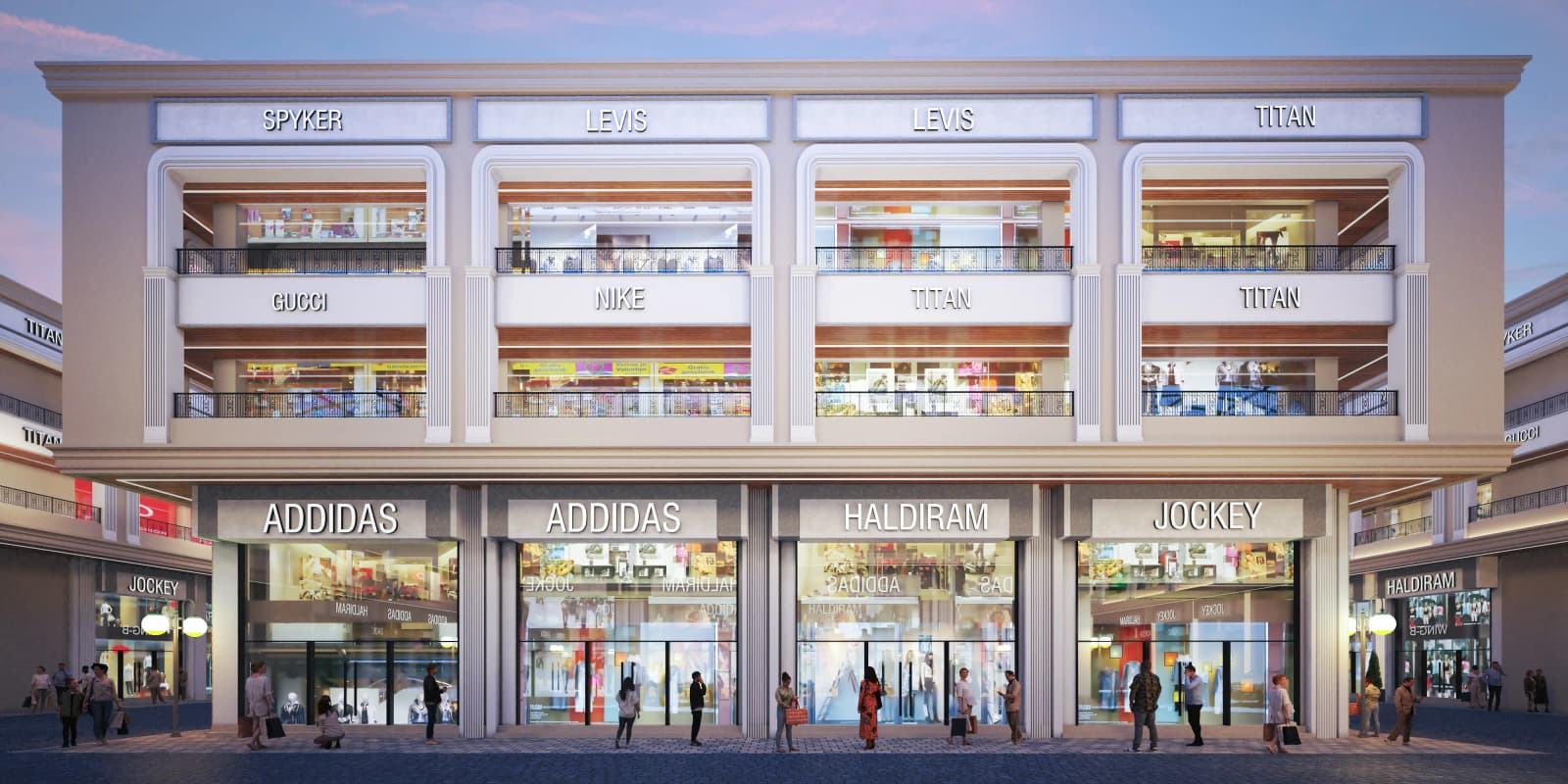 A Grand & Contemporary Roman Style Facade for Maximum Branding 